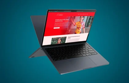 Mockup van de website van Balans, ontworpen door Line & Design
