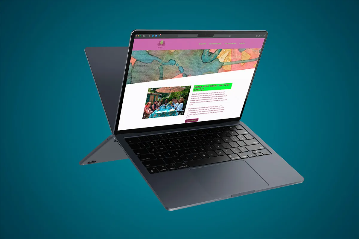 Mockup van de website van Bloei, ontworpen door Line & Design