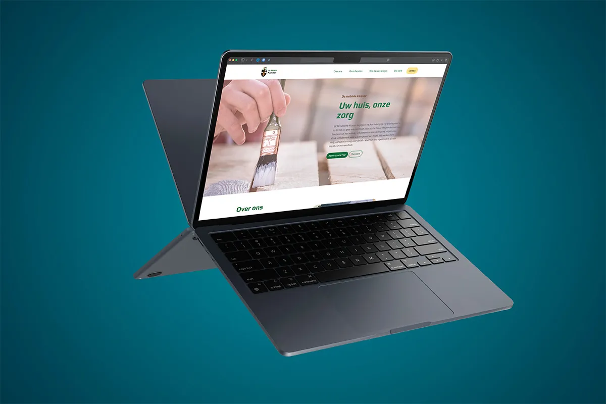 Mockup van de website van een klussenbedrijf, ontworpen door Line & Design