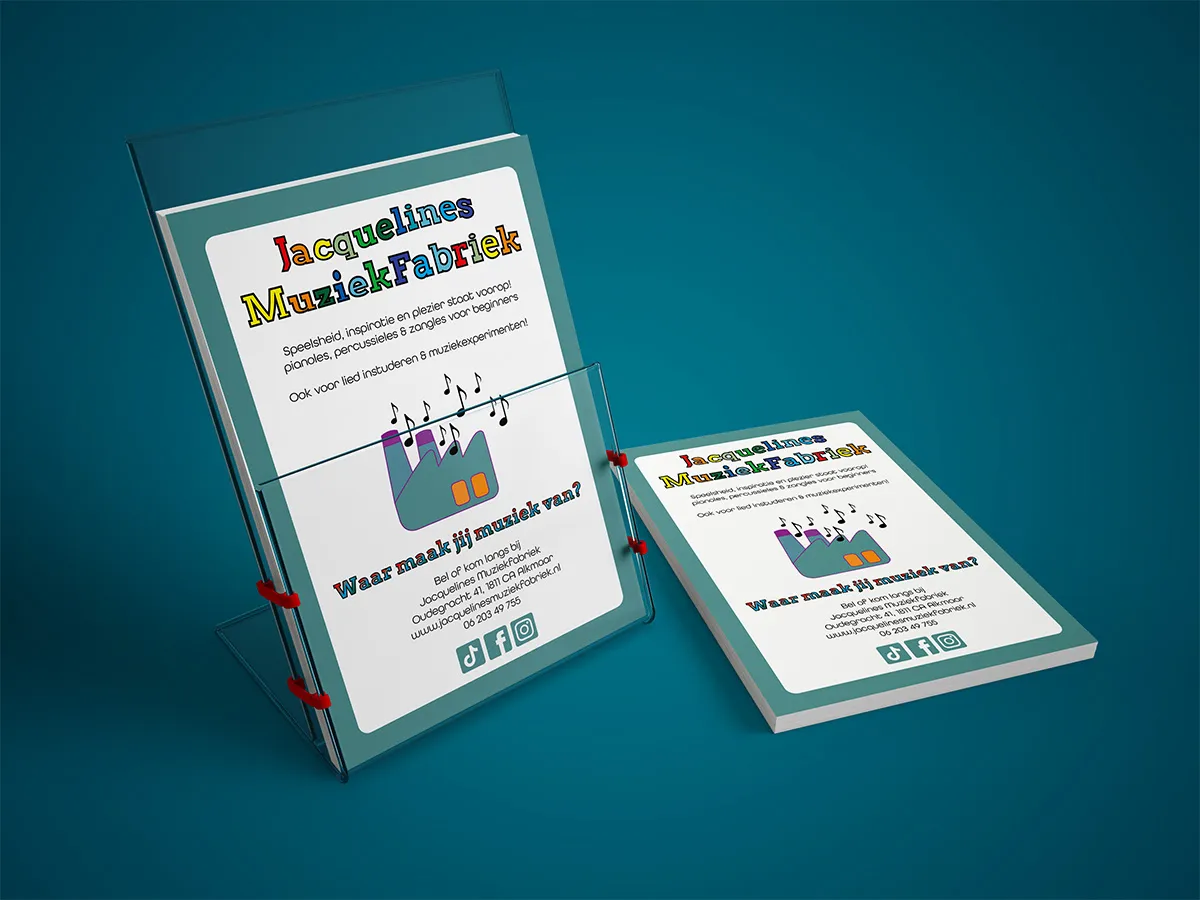 Mockup van een flyer, ontworpen door Line & Design